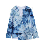 White And Blue Tie Dye Print Long Sleeve Short Coat
