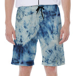 White And Blue Tie Dye Print Men's Beach Shorts