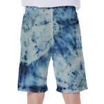 White And Blue Tie Dye Print Men's Beach Shorts