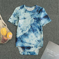 White And Blue Tie Dye Print Men's Bodysuit