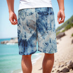 White And Blue Tie Dye Print Men's Cargo Shorts