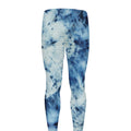 White And Blue Tie Dye Print Men's Leggings