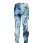 White And Blue Tie Dye Print Men's leggings