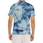 White And Blue Tie Dye Print Men's Short Sleeve Rash Guard