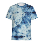 White And Blue Tie Dye Print Men's Sports T-Shirt