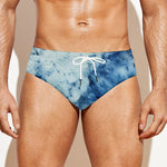 White And Blue Tie Dye Print Men's Swim Briefs