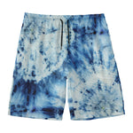 White And Blue Tie Dye Print Men's Swim Trunks