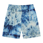 White And Blue Tie Dye Print Men's Swim Trunks