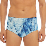 White And Blue Tie Dye Print Men's Triangle Swim Briefs