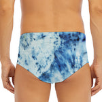 White And Blue Tie Dye Print Men's Triangle Swim Briefs