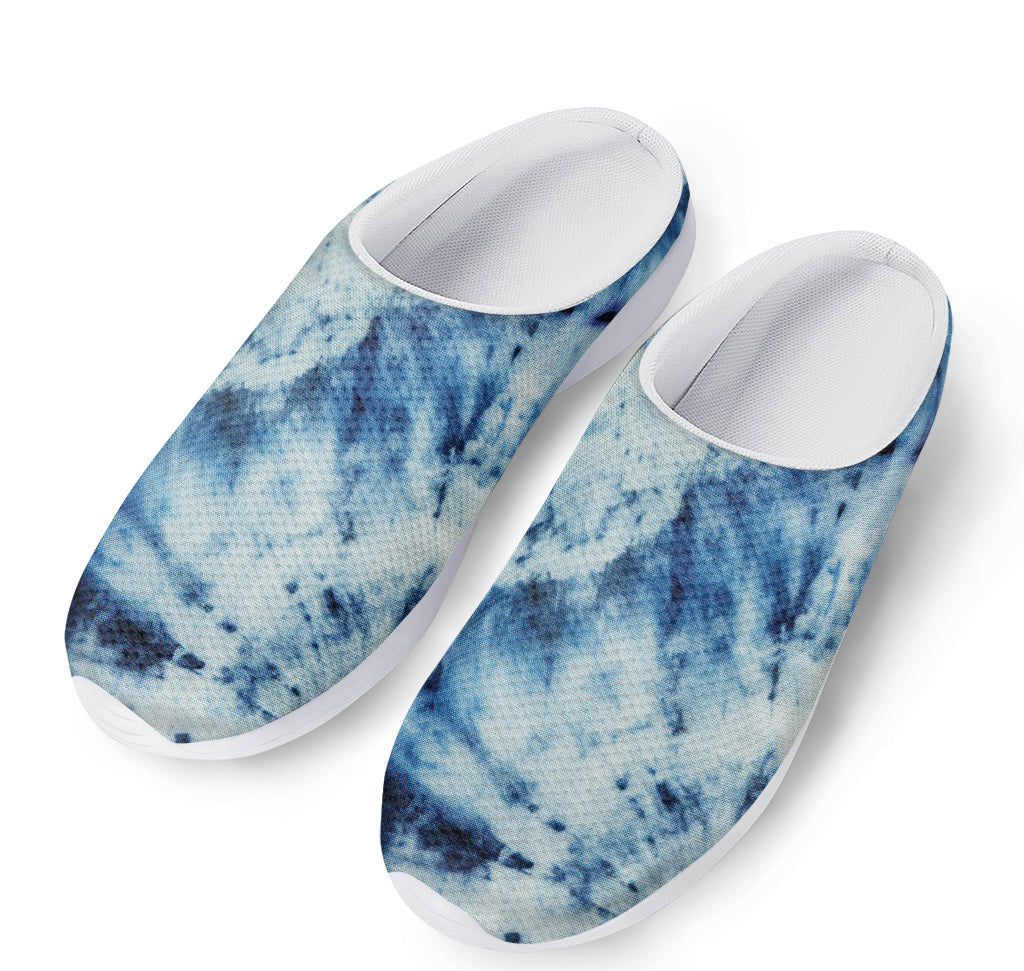 White And Blue Tie Dye Print Mesh Casual Shoes