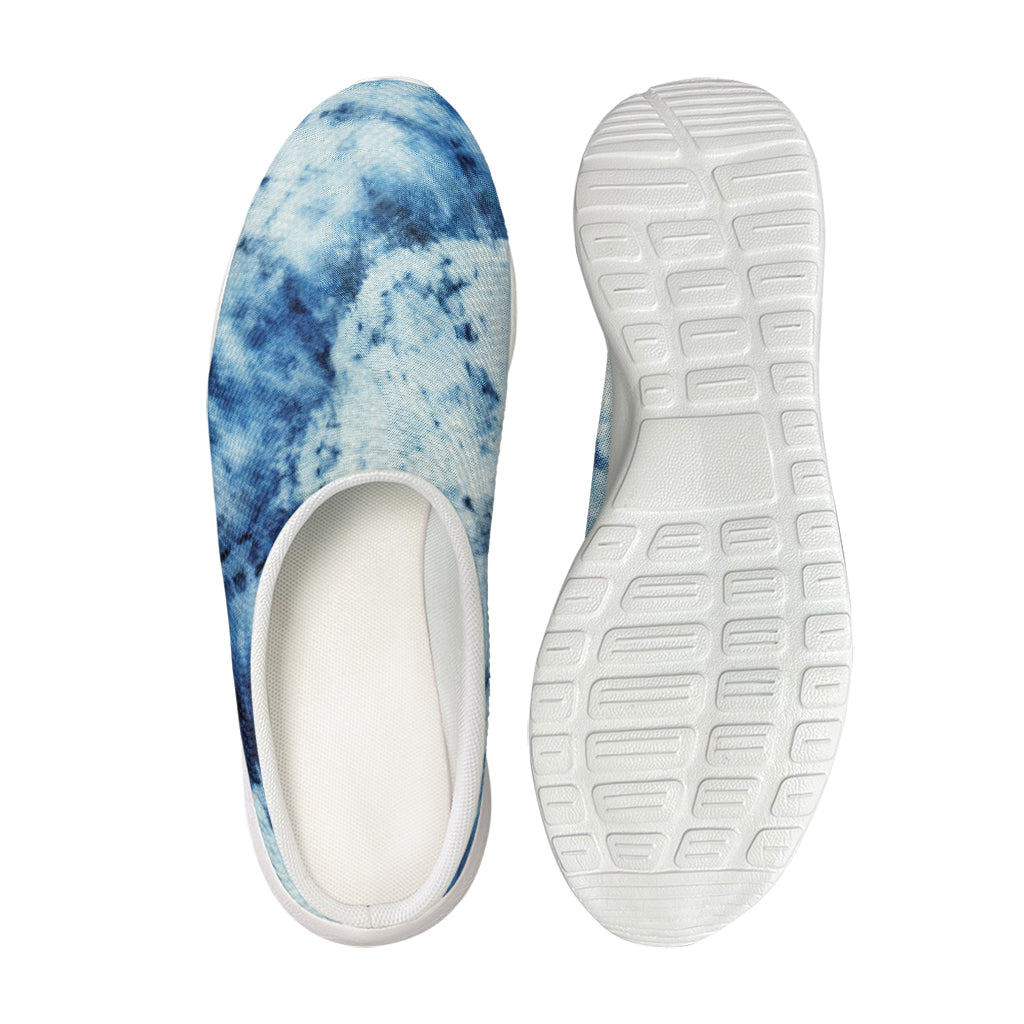 White And Blue Tie Dye Print Mesh Casual Shoes