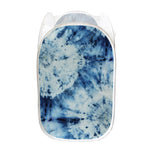 White And Blue Tie Dye Print Mesh Laundry Hamper
