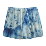 White And Blue Tie Dye Print Mesh Shorts
