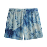White And Blue Tie Dye Print Mesh Shorts