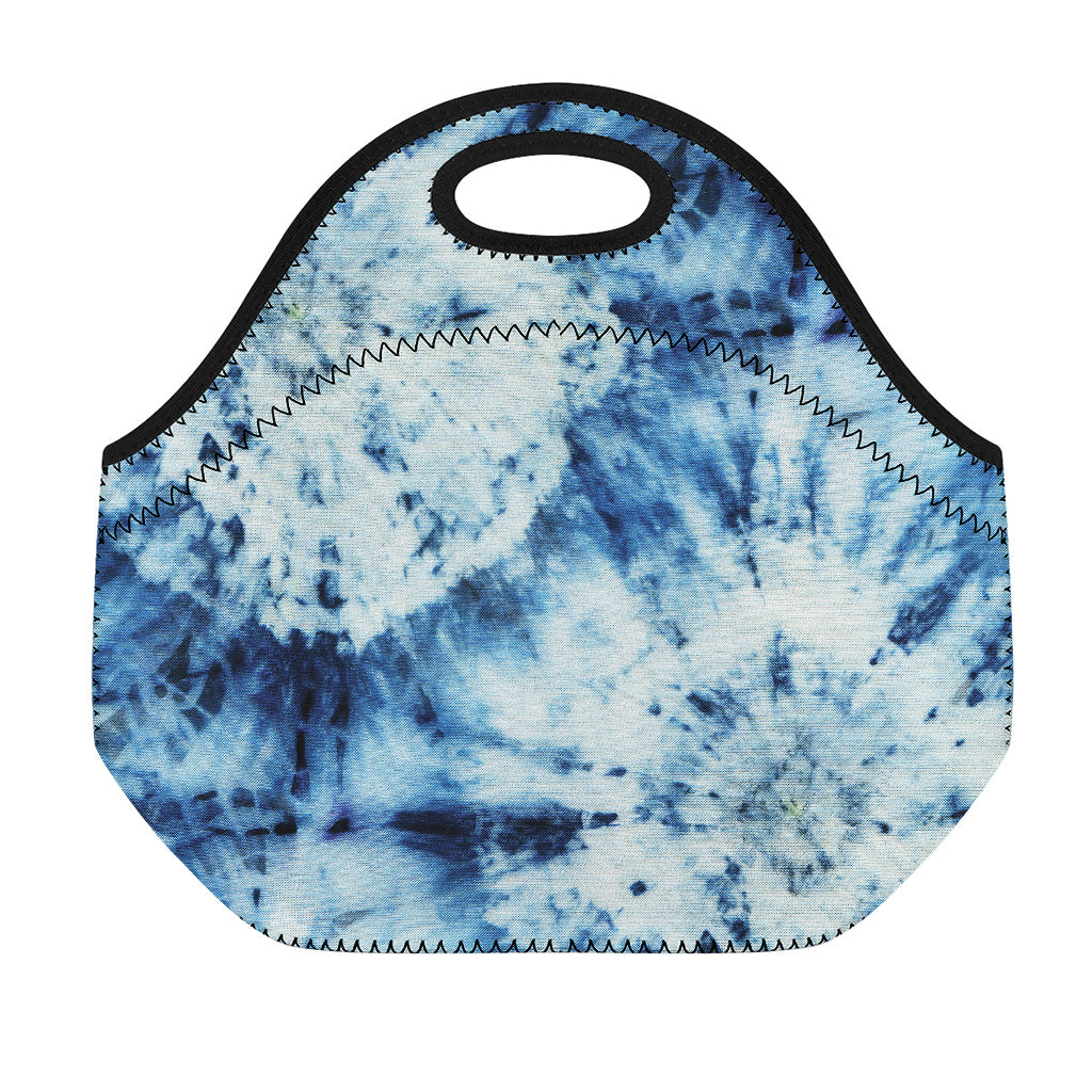 White And Blue Tie Dye Print Neoprene Lunch Bag