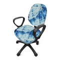 White And Blue Tie Dye Print Office Chair Cover