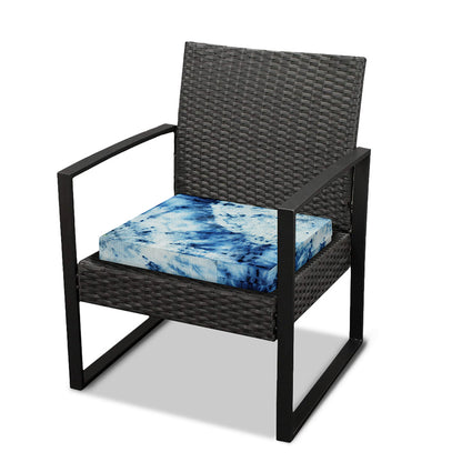 White And Blue Tie Dye Print Outdoor Seat Cushion Cover