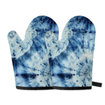 White And Blue Tie Dye Print Oven Mitts