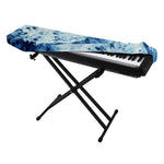 White And Blue Tie Dye Print Piano Keyboard Cover