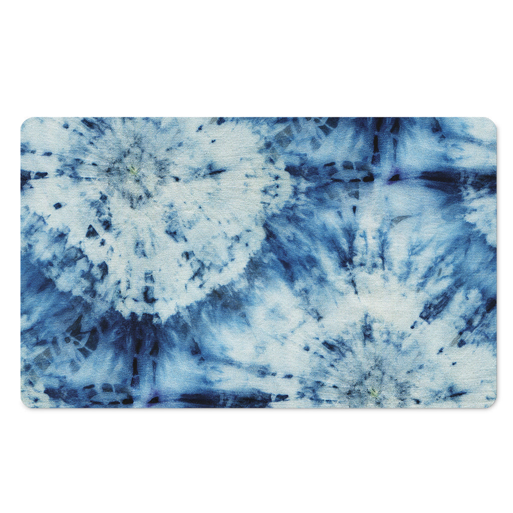 White And Blue Tie Dye Print Polyester Doormat