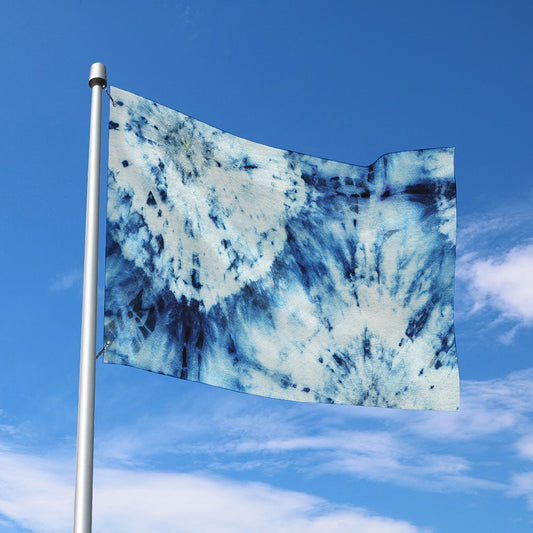 White And Blue Tie Dye Print Polyester Flag