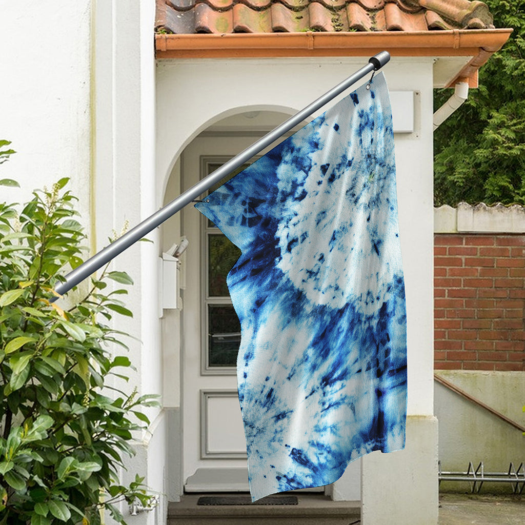 White And Blue Tie Dye Print Polyester Flag