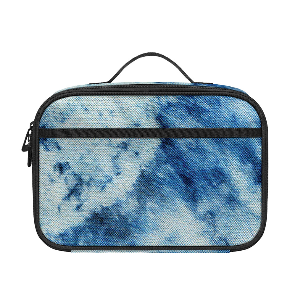 White And Blue Tie Dye Print Portable Lunch Bag