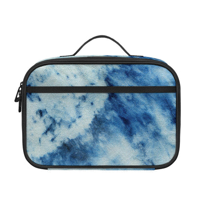 White And Blue Tie Dye Print Portable Lunch Bag