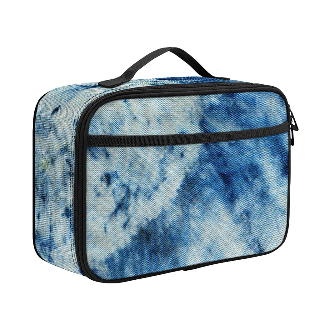 White And Blue Tie Dye Print Portable Lunch Bag