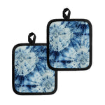White And Blue Tie Dye Print Pot Holders