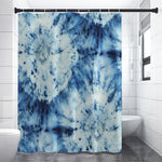 White And Blue Tie Dye Print Premium Shower Curtain
