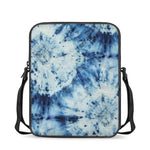 White And Blue Tie Dye Print Rectangular Crossbody Bag