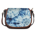 White And Blue Tie Dye Print Saddle Bag