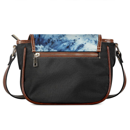 White And Blue Tie Dye Print Saddle Bag