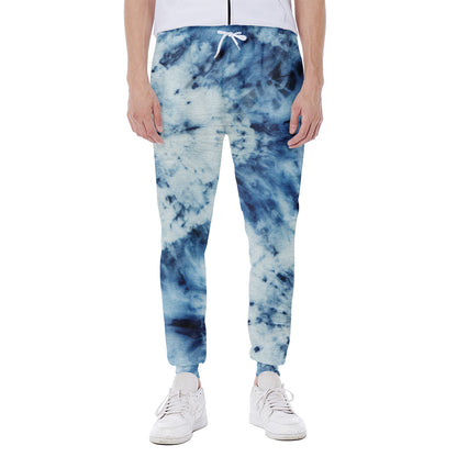 White And Blue Tie Dye Print Scuba Joggers