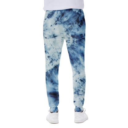 White And Blue Tie Dye Print Scuba Joggers