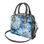 White And Blue Tie Dye Print Shoulder Handbag