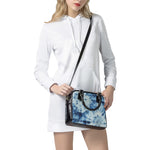 White And Blue Tie Dye Print Shoulder Handbag