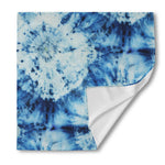 White And Blue Tie Dye Print Silk Bandana