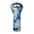 White And Blue Tie Dye Print Single Neoprene Wine Tote