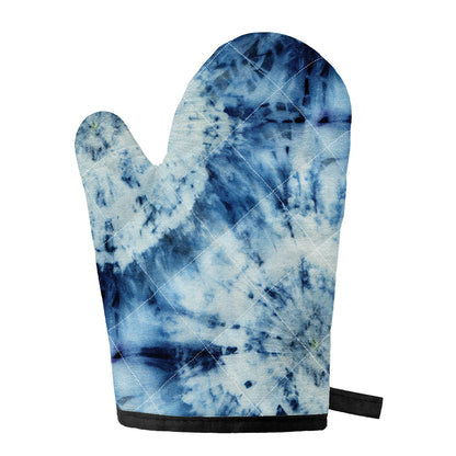 White And Blue Tie Dye Print Single Oven Mitt