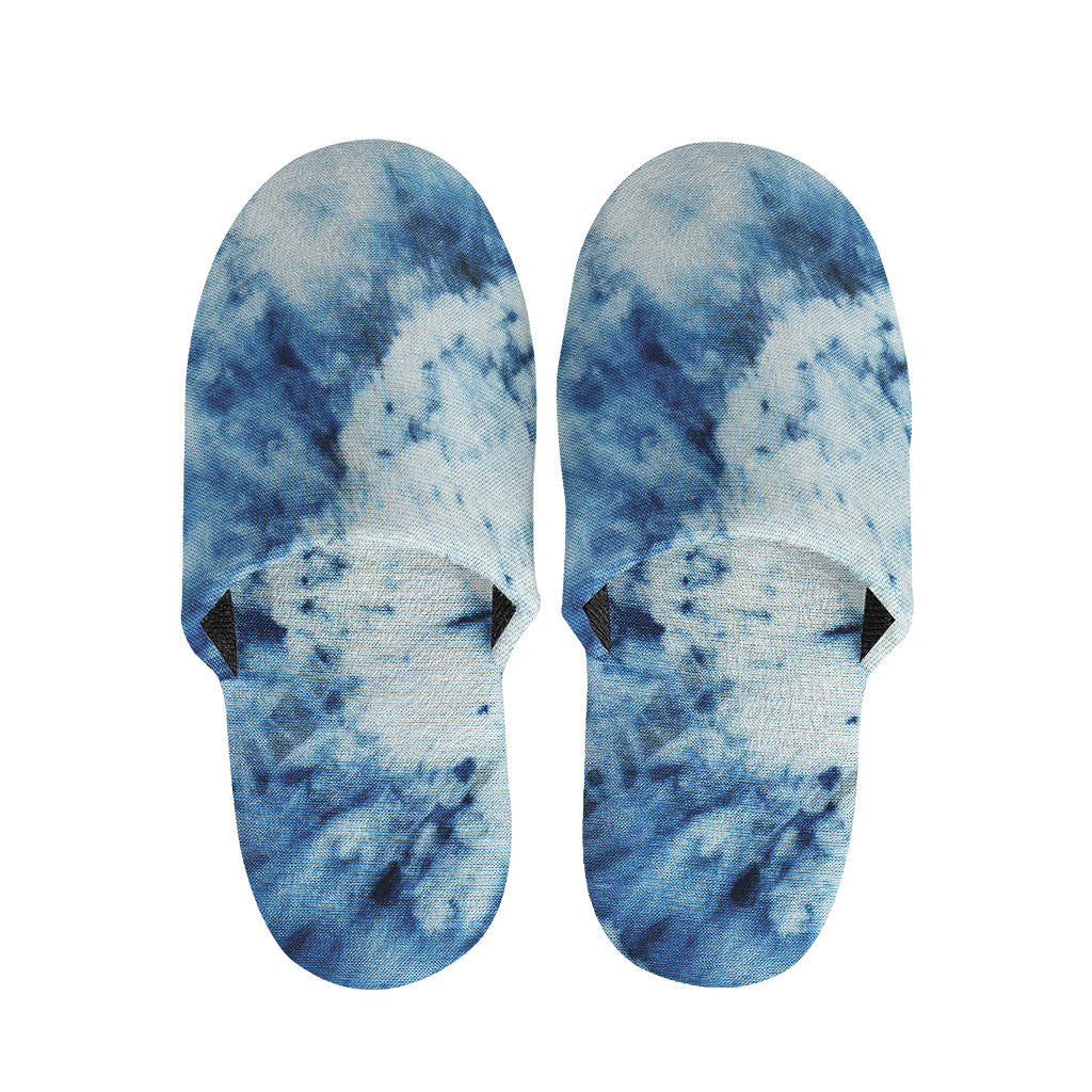 White And Blue Tie Dye Print Slippers