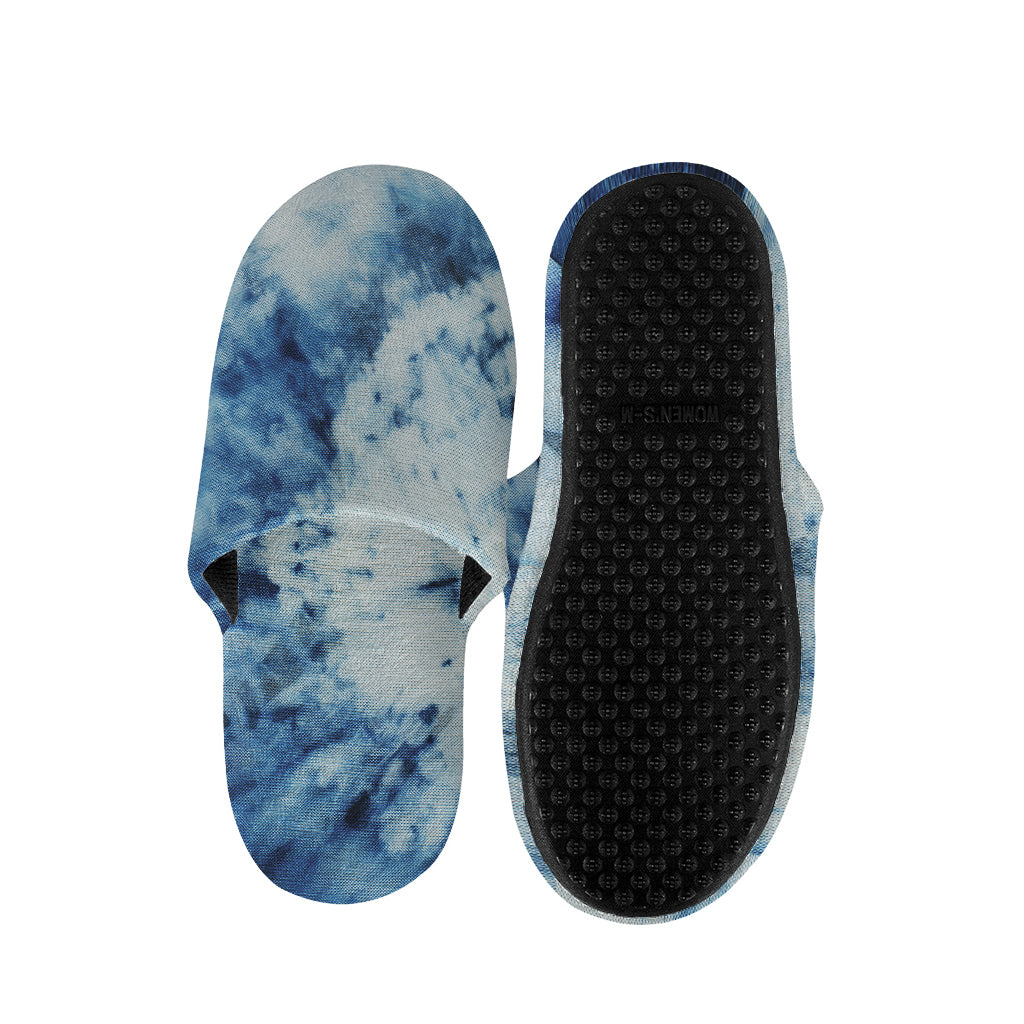 White And Blue Tie Dye Print Slippers