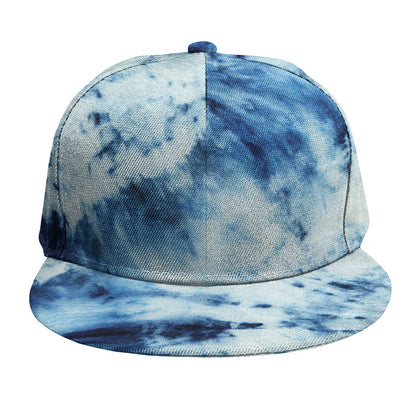 White And Blue Tie Dye Print Snapback Cap