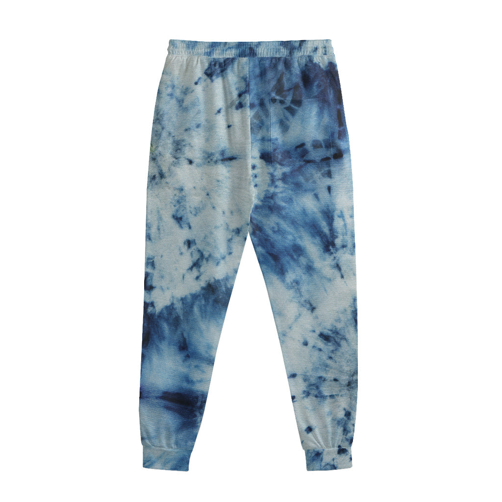 White And Blue Tie Dye Print Sweatpants