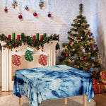 White And Blue Tie Dye Print Tablecloth