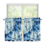 White And Blue Tie Dye Print Tier Curtains