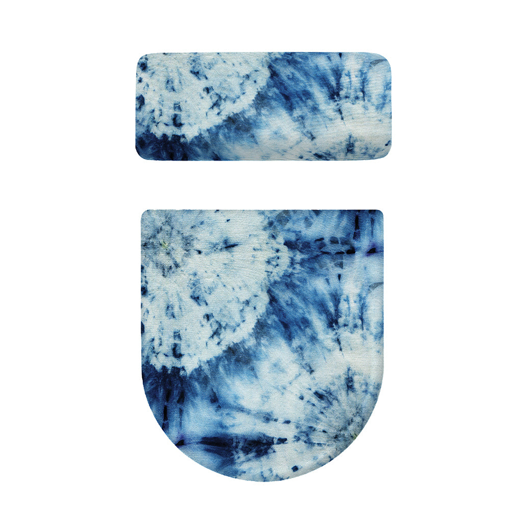 White And Blue Tie Dye Print Toilet Lid And Tank Cover Set