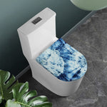 White And Blue Tie Dye Print Toilet Lid Cover
